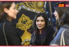 صورة الحزن يخيم على الفنانة مي عمر وهي تتلقي واجب العزاء في والدها بحضور عدد كبير من أهل الفن والاعلام