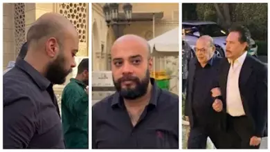 صورة الفنان حاتم صلاح يتلقي واجب العزاء في وفاة والده بحضور كبير للنجوم