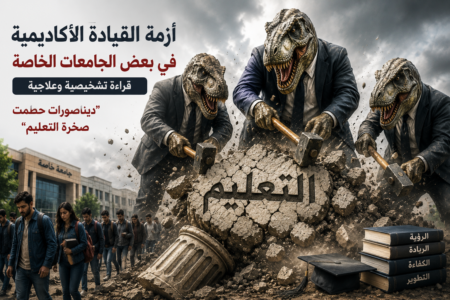 أزمة القيادة الأكاديمية في بعض الجامعات الخاصة: قراءة تشخيصية وعلاجية (ديناصورات حطمت صخرة التعليم)